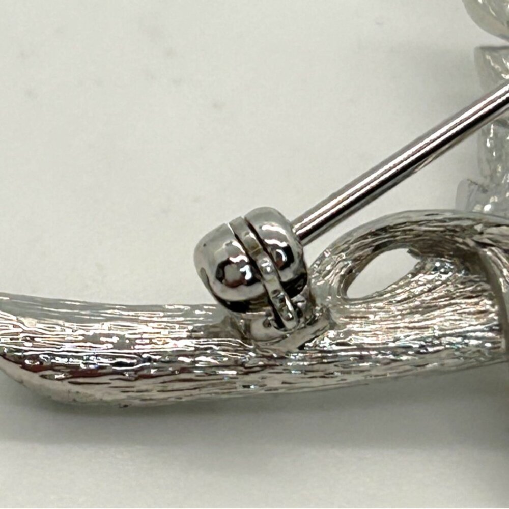 Nolan Miller Anniversary Rose Brooch Pin Pave Rhinestone Silver Tone Vintage - Picture 14 of 16